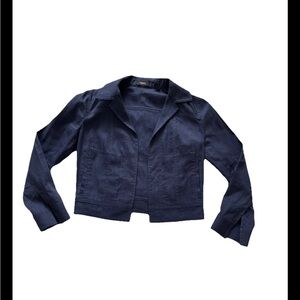 Theory Navy Blue Lightweight Cropped  Linen Blend Jacket Size P